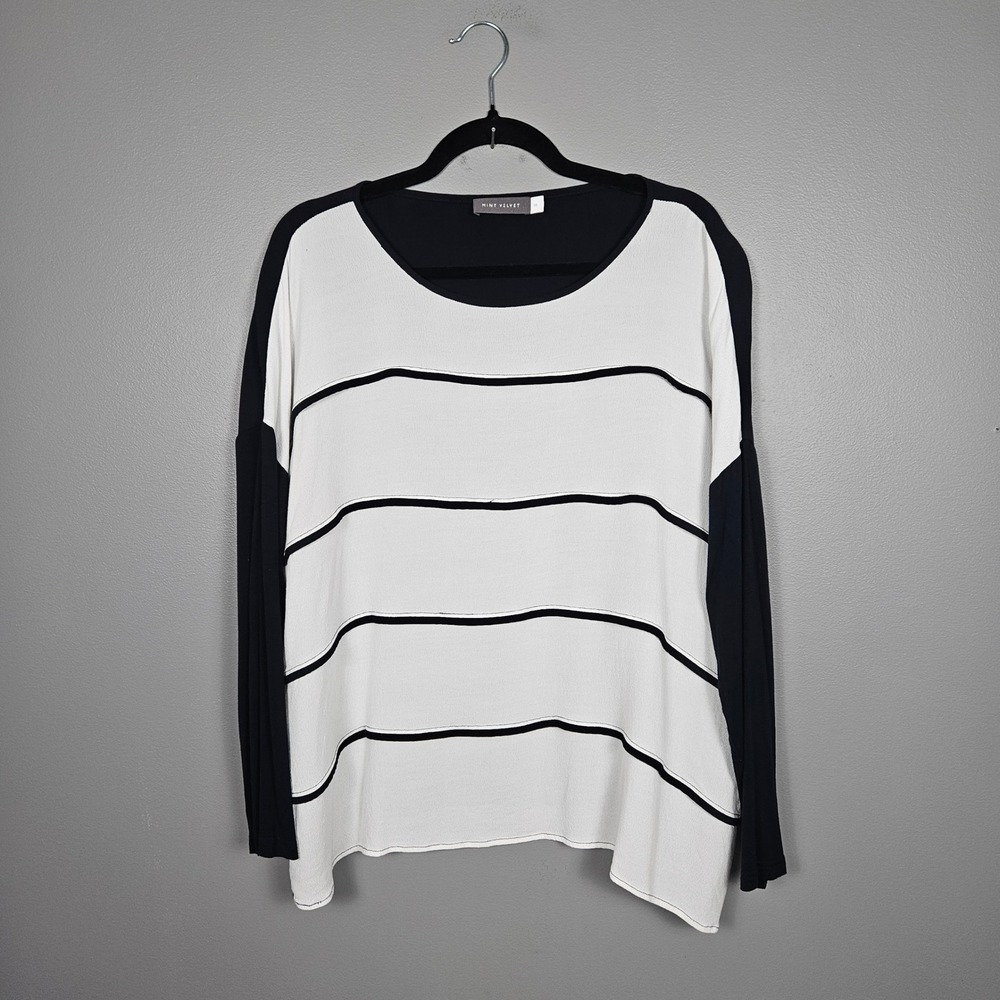 Mint Velvet Womens‎ Size 16 Striped Drop Shoulder Long Sleeve Top Navy Ivory